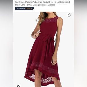 Gardenwed Hi-Lo Belted Dress - Wine Red - Large - NWT